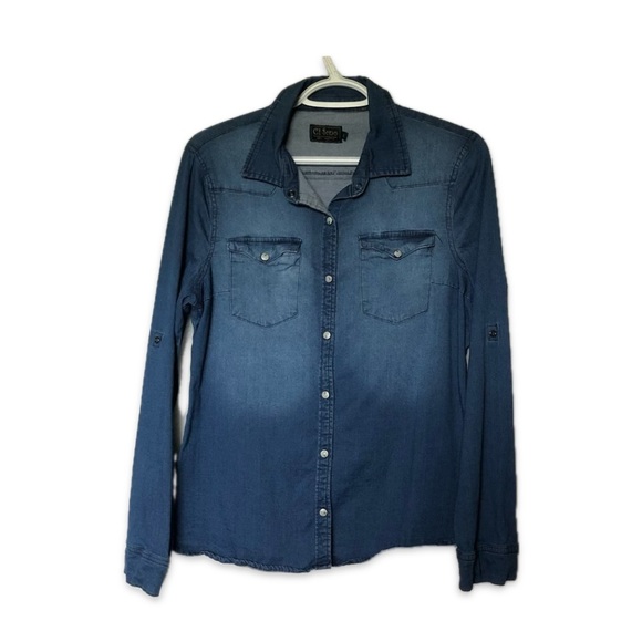 Ci Sono Faux denim Button down shirt - Picture 1 of 7